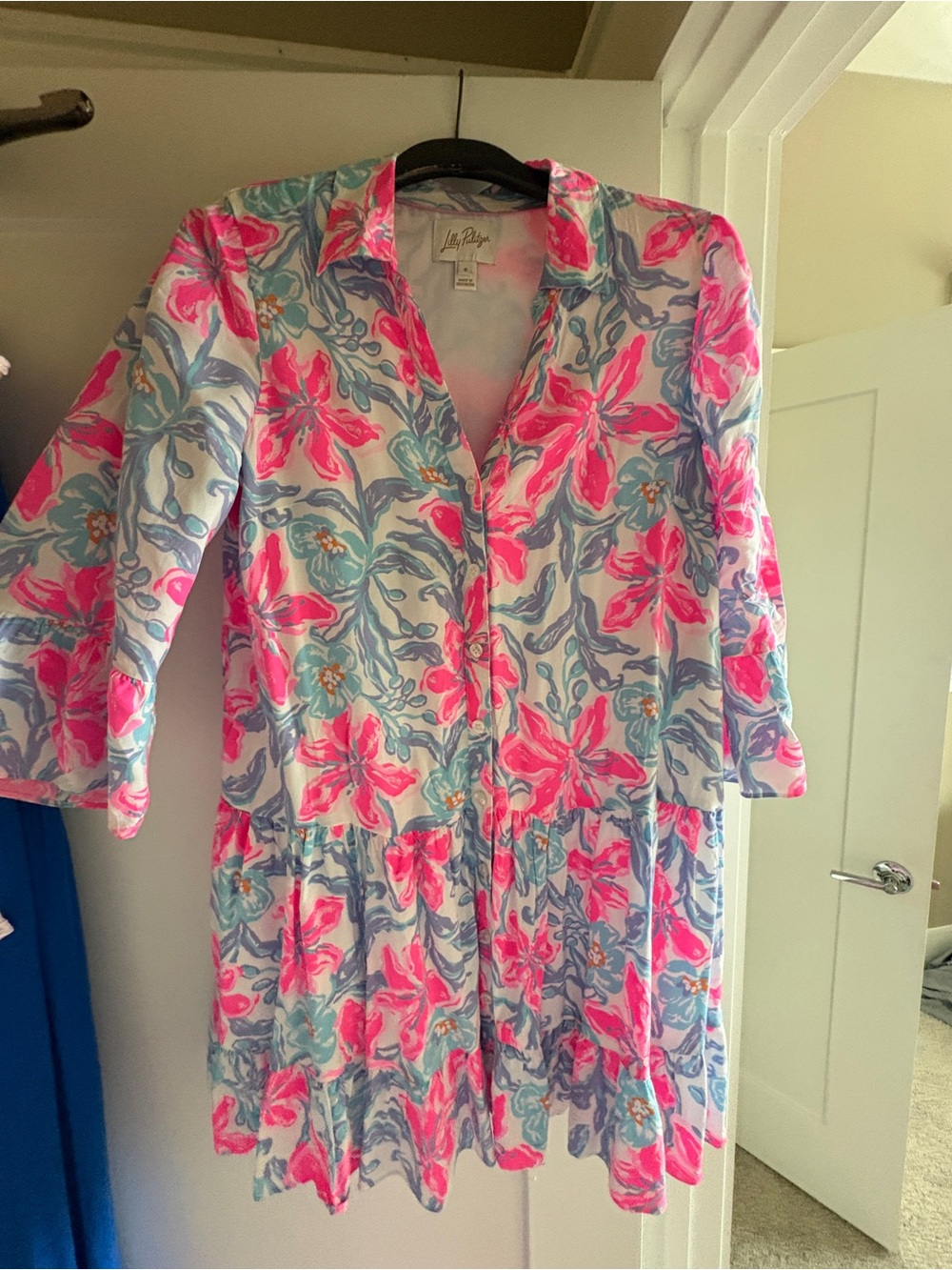Lilly Pulitzer Pink Floral Mixed-Color Cotton Dress - Picture 2 of 2